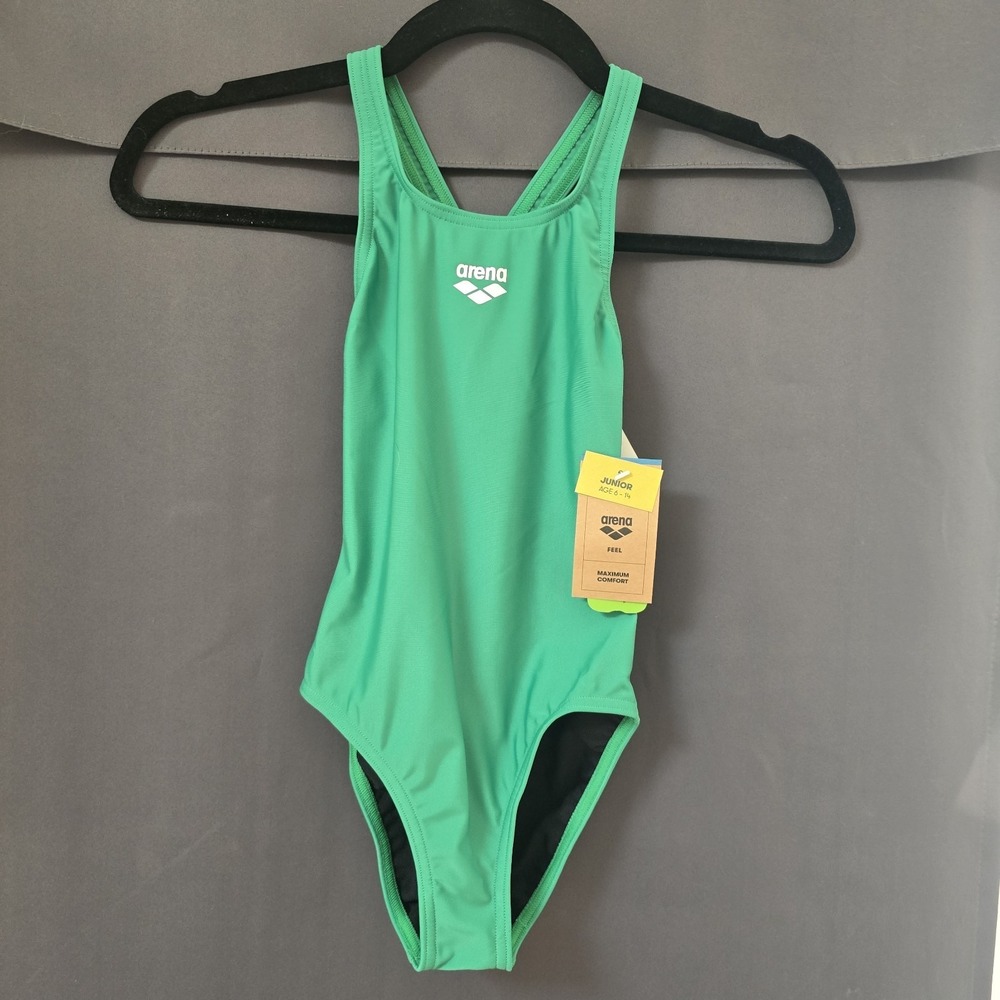 Girl's Arena Swimsuit Size Junior 6-14 Green Pro Back NWT